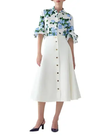 Carolina Herrera Tiered Ruffle Sleeve Button-Down Shirt | Thumbnail 1 Carolina Herrera Tiered Ruffle Sleeve Button-Down Shirt | Thumbnail 1