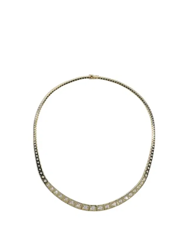 TYPE JEWELRY 14K Yellow Gold LEGGO Riviere Diamond Tennis Necklace, 15"L