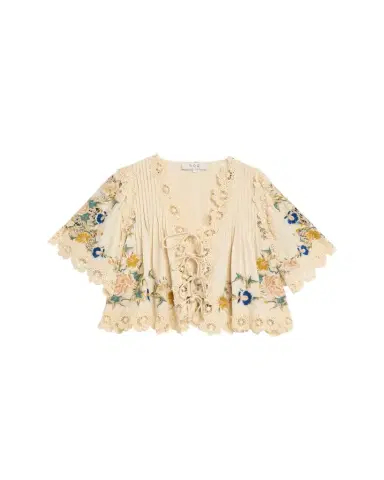 Sea Adonna Embroidered Tie-Front Top | Thumbnail 1