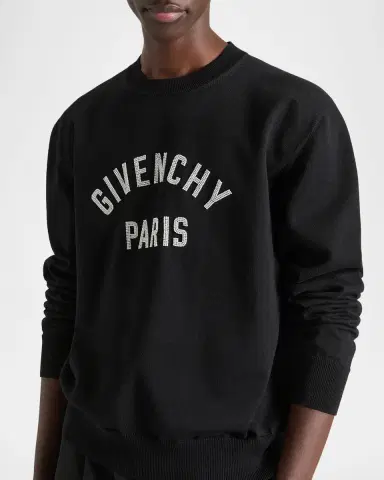 Givenchy Men's Embroidered Logo Cotton Crewneck Sweater | Thumbnail 2 Givenchy Men's Embroidered Logo Cotton Crewneck Sweater | Thumbnail 2