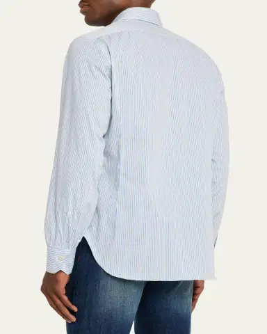 Kiton Men's Cotton Stretch Multi-Stripe Sport Shirt | Thumbnail 3 Kiton Men's Cotton Stretch Multi-Stripe Sport Shirt | Thumbnail 3