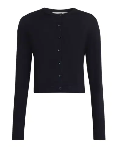 Jason Wu Collection Merino Wool Crewneck Cardigan With Satin Panel | Thumbnail 1 Jason Wu Collection Merino Wool Crewneck Cardigan With Satin Panel | Thumbnail 1