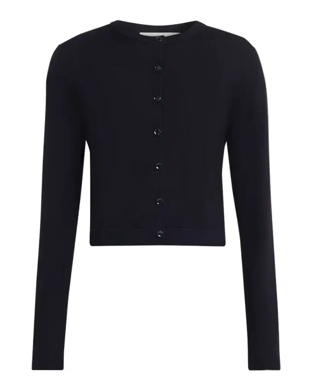 Jason Wu Collection Merino Wool Crewneck Cardigan With Satin Panel