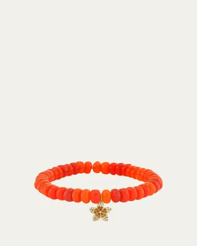 Sydney Evan 14K Diamond and Sapphire Plumeria on Orange Opal Bracelet | Thumbnail 2