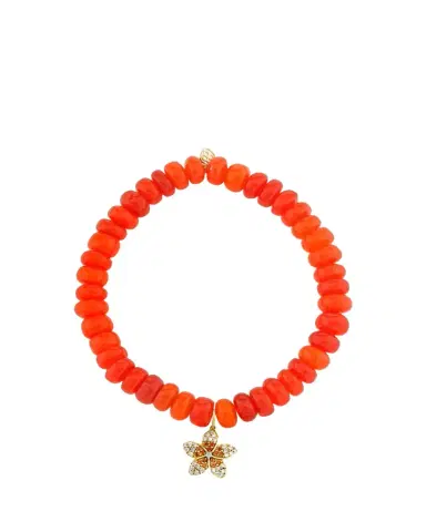 Sydney Evan 14K Diamond and Sapphire Plumeria on Orange Opal Bracelet | Thumbnail 1