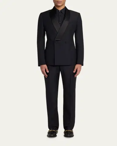 Alexander McQueen Men's Waist-Tab Straight Fit Flat-Front Trousers | Thumbnail 2 Alexander McQueen Men's Waist-Tab Straight Fit Flat-Front Trousers | Thumbnail 2