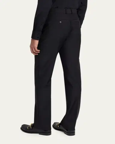 Alexander McQueen Men's Waist-Tab Straight Fit Flat-Front Trousers | Thumbnail 3 Alexander McQueen Men's Waist-Tab Straight Fit Flat-Front Trousers | Thumbnail 3