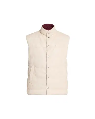 Brunello Cucinelli Men's Reversible Leather and Nylon Quilted Vest | Thumbnail 1