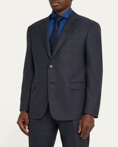 Giorgio Armani Men's Tonal Check Single-Breasted Suit | Thumbnail 4 Giorgio Armani Men's Tonal Check Single-Breasted Suit | Thumbnail 4