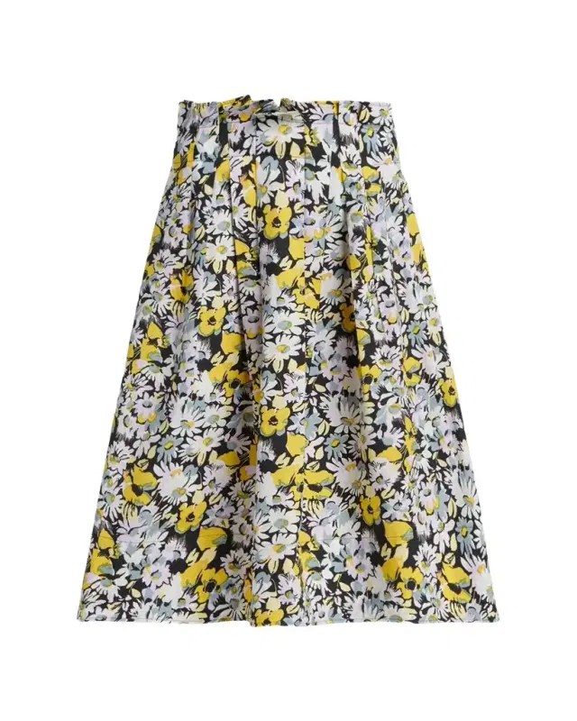 Floral Cotton Midi Skirt