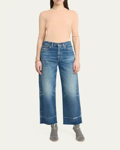 Chloé Mid-Rise Straight-Leg Raw-Hem Ankle Jeans | Thumbnail 2