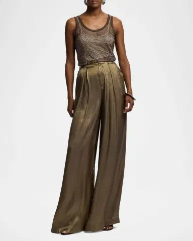 Ralph Lauren Collection Greer Lamé Pleated Pants | Thumbnail 2 Ralph Lauren Collection Greer Lamé Pleated Pants | Thumbnail 2
