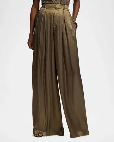 Ralph Lauren Collection Greer Lamé Pleated Pants | Thumbnail 4 Ralph Lauren Collection Greer Lamé Pleated Pants | Thumbnail 4