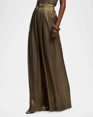 Ralph Lauren Collection Greer Lamé Pleated Pants | Thumbnail 6 Ralph Lauren Collection Greer Lamé Pleated Pants | Thumbnail 6