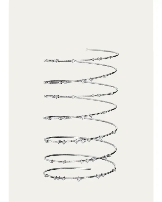 Mattia Cielo 18K White Gold and Titanium Diamond Coil Bracelet