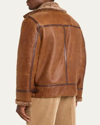 Brunello Cucinelli Men's B3 Pilot Shearling Aviator Jacket | Thumbnail 3