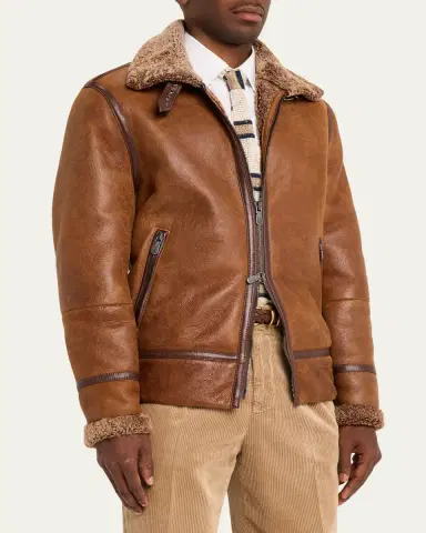 Brunello Cucinelli Men's B3 Pilot Shearling Aviator Jacket | Thumbnail 4
