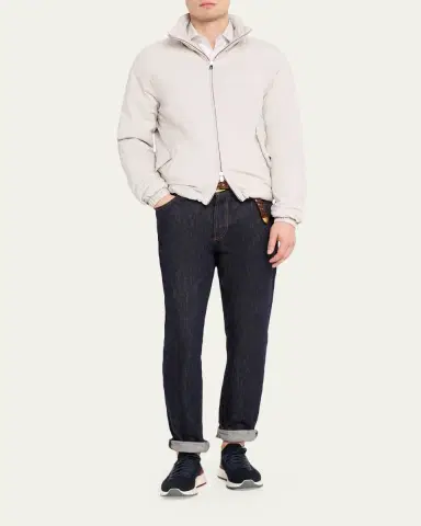 Brunello Cucinelli Men's Thermor Stand Collar Full-Zip Jacket | Thumbnail 2
