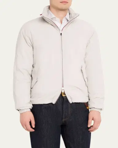 Brunello Cucinelli Men's Thermor Stand Collar Full-Zip Jacket | Thumbnail 4