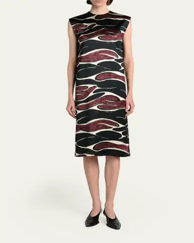 Marni Abstract Wave Sleeveless Midi Dress | Thumbnail 2 Marni Abstract Wave Sleeveless Midi Dress | Thumbnail 2