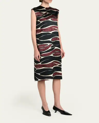 Marni Abstract Wave Sleeveless Midi Dress | Thumbnail 4 Marni Abstract Wave Sleeveless Midi Dress | Thumbnail 4