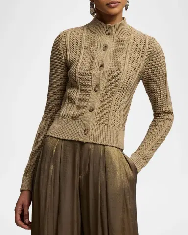 Ralph Lauren Collection Cotton-Blend Mockneck Cardigan | Thumbnail 4 Ralph Lauren Collection Cotton-Blend Mockneck Cardigan | Thumbnail 4