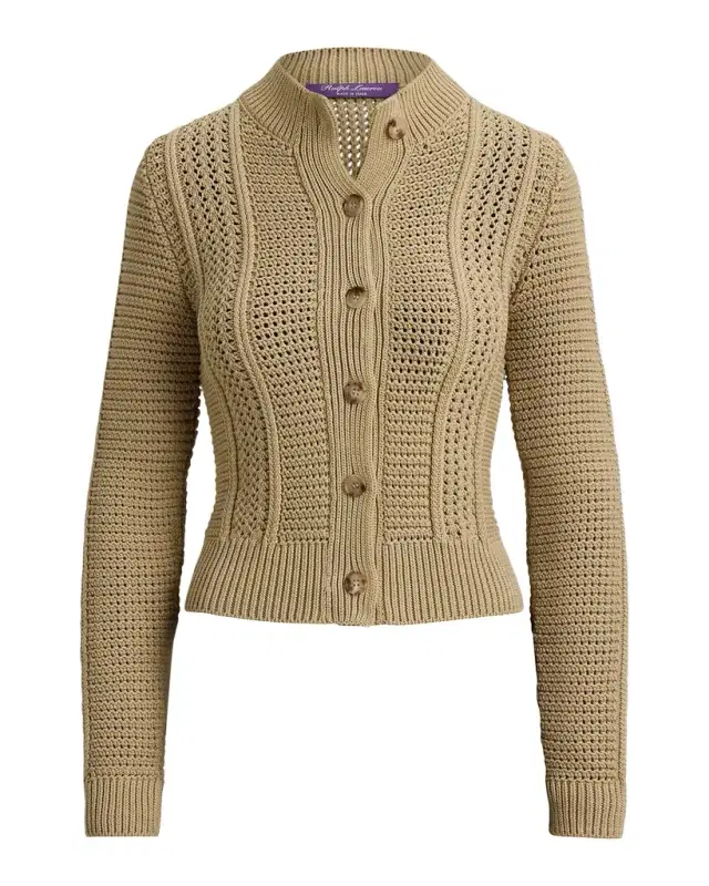 Ralph Lauren Collection Cotton-Blend Mockneck Cardigan