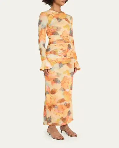 Cinq à Sept Neriah Watercolor Floral Mesh Maxi Dress | Thumbnail 4 Cinq à Sept Neriah Watercolor Floral Mesh Maxi Dress | Thumbnail 4