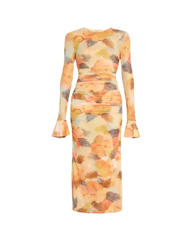 Neriah Watercolor Floral Mesh Maxi Dress