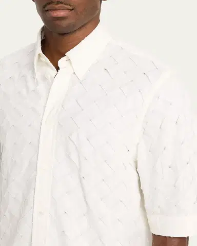 Bottega Veneta Men's Poplin Intrecciato Short-Sleeve Shirt | Thumbnail 5