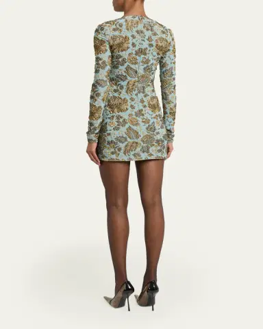 Saint Laurent Stretch Brocade Decollete Mini Dress | Thumbnail 3 Saint Laurent Stretch Brocade Decollete Mini Dress | Thumbnail 3