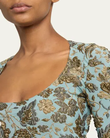 Saint Laurent Stretch Brocade Decollete Mini Dress | Thumbnail 5 Saint Laurent Stretch Brocade Decollete Mini Dress | Thumbnail 5