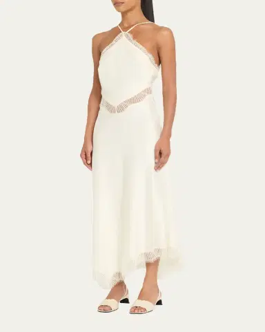 A.L.C. Lucia Satin & Lace Midi Dress | Thumbnail 4