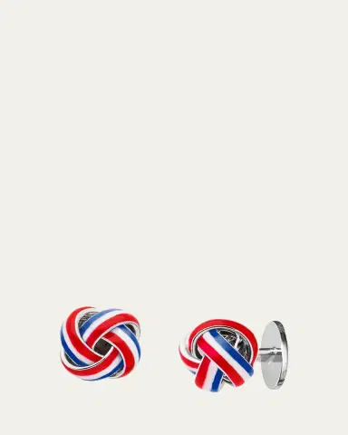 Jan Leslie Men's Sterling Silver Enamel Knot Cufflinks | Thumbnail 2