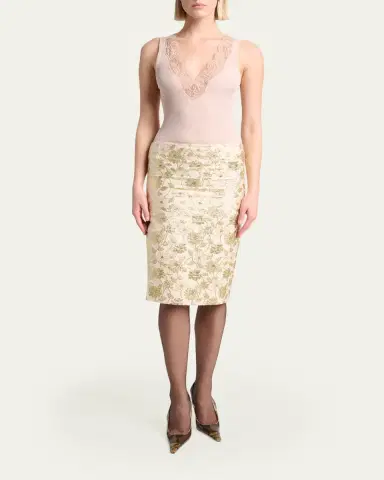Saint Laurent Brocade Midi Skirt | Thumbnail 2
