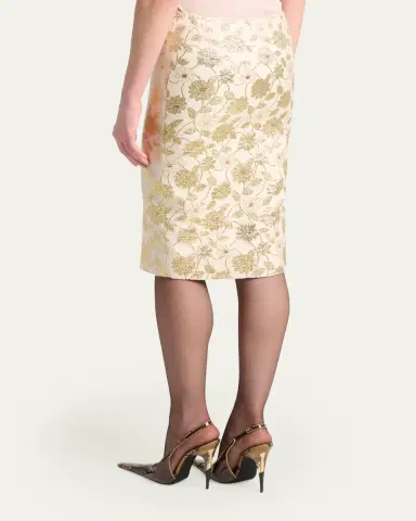 Saint Laurent Brocade Midi Skirt | Thumbnail 3
