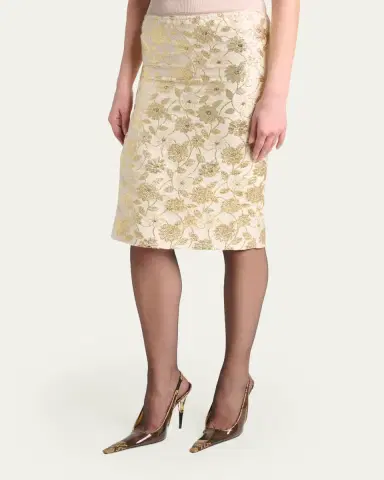 Saint Laurent Brocade Midi Skirt | Thumbnail 4