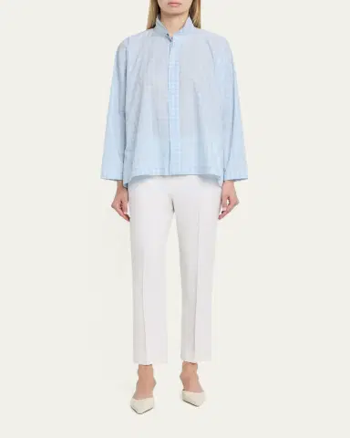 Eskandar Triple-Plaid Cotton Wide Longer Back Shirt Jacket | Thumbnail 2 Eskandar Triple-Plaid Cotton Wide Longer Back Shirt Jacket | Thumbnail 2