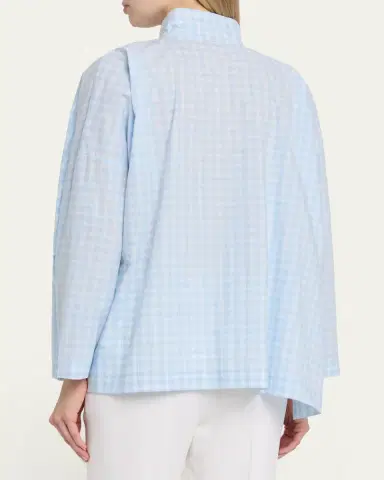 Eskandar Triple-Plaid Cotton Wide Longer Back Shirt Jacket | Thumbnail 3 Eskandar Triple-Plaid Cotton Wide Longer Back Shirt Jacket | Thumbnail 3