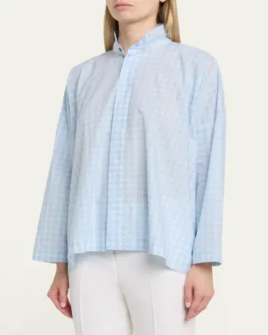 Eskandar Triple-Plaid Cotton Wide Longer Back Shirt Jacket | Thumbnail 4 Eskandar Triple-Plaid Cotton Wide Longer Back Shirt Jacket | Thumbnail 4