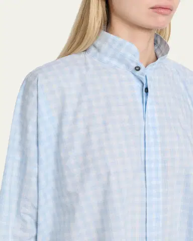 Eskandar Triple-Plaid Cotton Wide Longer Back Shirt Jacket | Thumbnail 5 Eskandar Triple-Plaid Cotton Wide Longer Back Shirt Jacket | Thumbnail 5