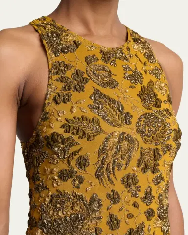Saint Laurent Stretch Brocade Cross-Back Mini Dress | Thumbnail 5 Saint Laurent Stretch Brocade Cross-Back Mini Dress | Thumbnail 5