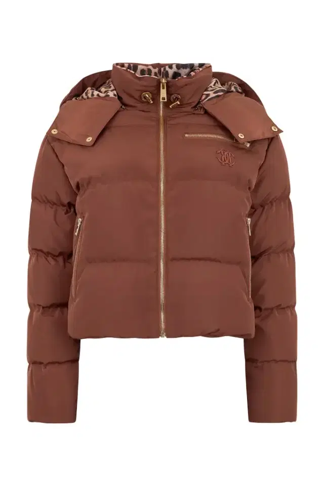 Roberto Cavalli Brown Down Jacket With Monogram Rc
