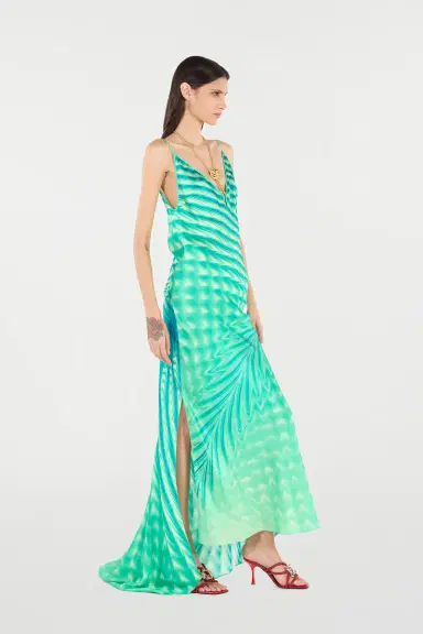 Roberto Cavalli Dress With Optical glass Print And Necklace | Thumbnail 2