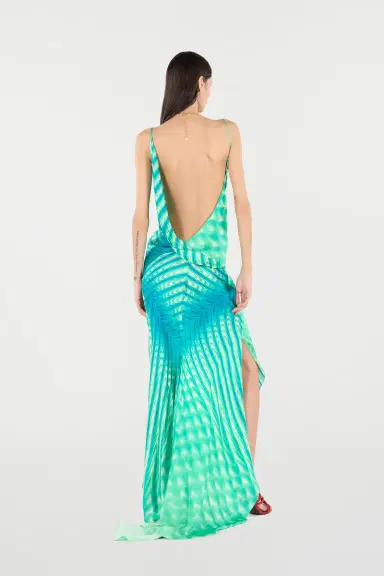Roberto Cavalli Dress With Optical glass Print And Necklace | Thumbnail 3