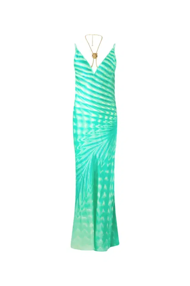 Roberto Cavalli Dress With Optical glass Print And Necklace