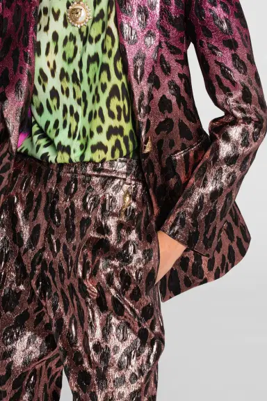Roberto Cavalli Animal-print lamé cropped trousers | Thumbnail 5