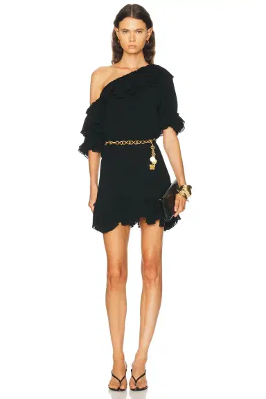 Saint Laurent Asymmetric Mini Dress | Thumbnail 1 Saint Laurent Asymmetric Mini Dress | Thumbnail 1