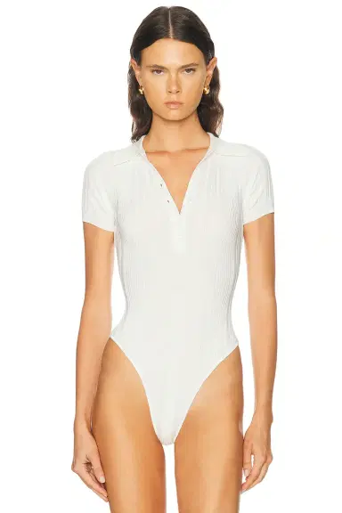 Fleur du Mal Rib Polo Bodysuit | Thumbnail 2 Fleur du Mal Rib Polo Bodysuit | Thumbnail 2