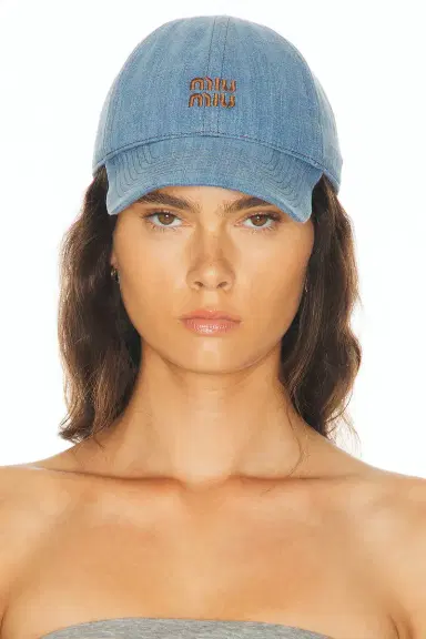 Miu Miu Denim Baseball Cap | Thumbnail 2 Miu Miu Denim Baseball Cap | Thumbnail 2